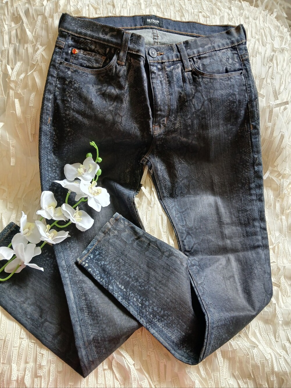 Hudson Jeans NICO Snake-Print Jeans